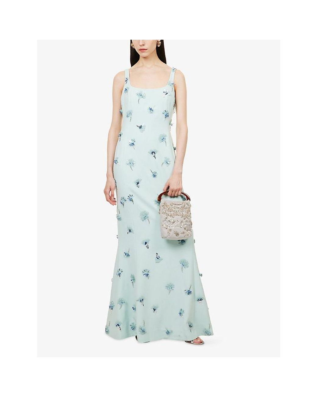 Jonathan Simkhai Blue Briella Embellished Woven Gown