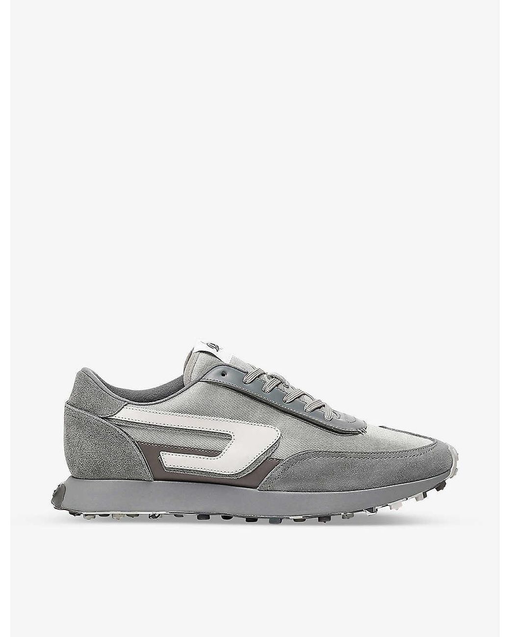 DIESEL S-racer Lc Camo-print Leather-blend Trainers in Gray for Men | Lyst