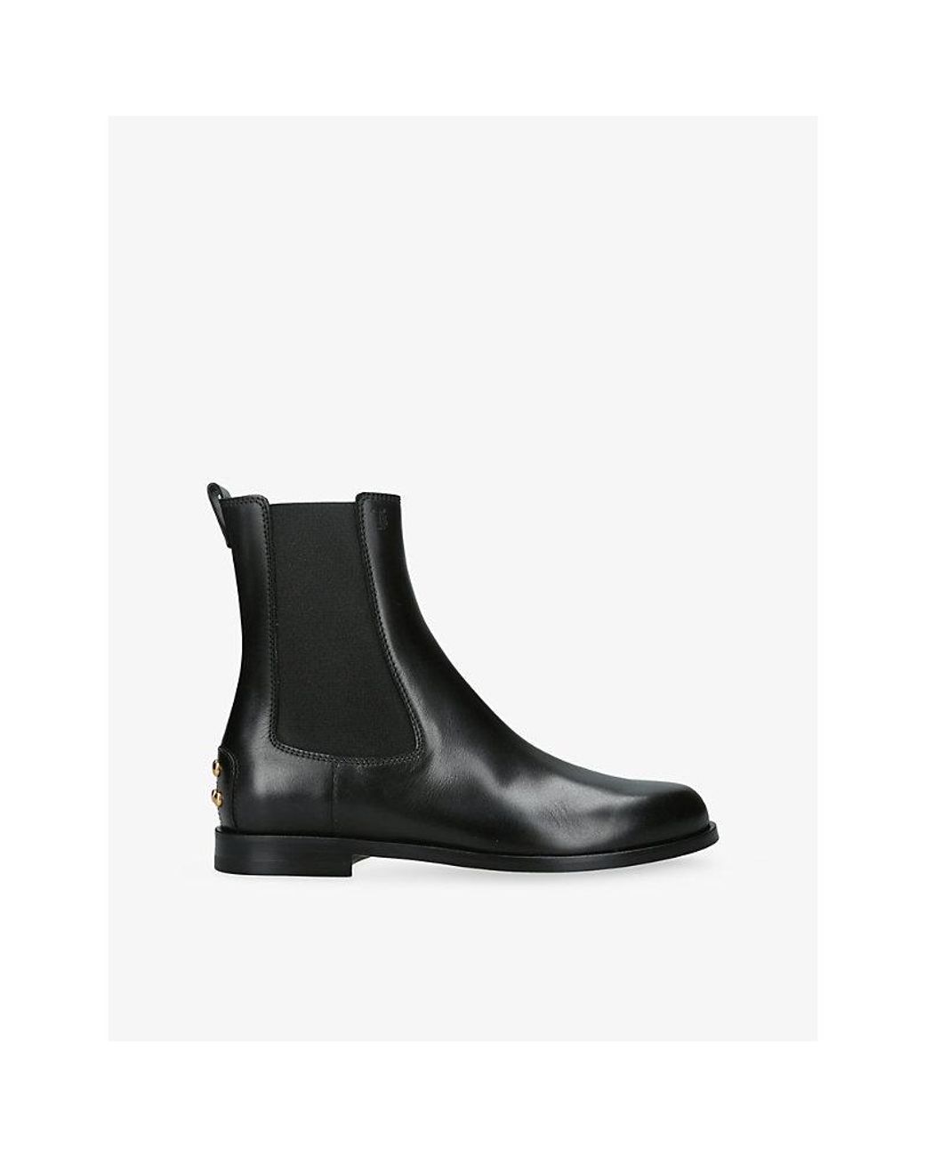 Tod's Black Cuoio Flat Leather Ankle Boots