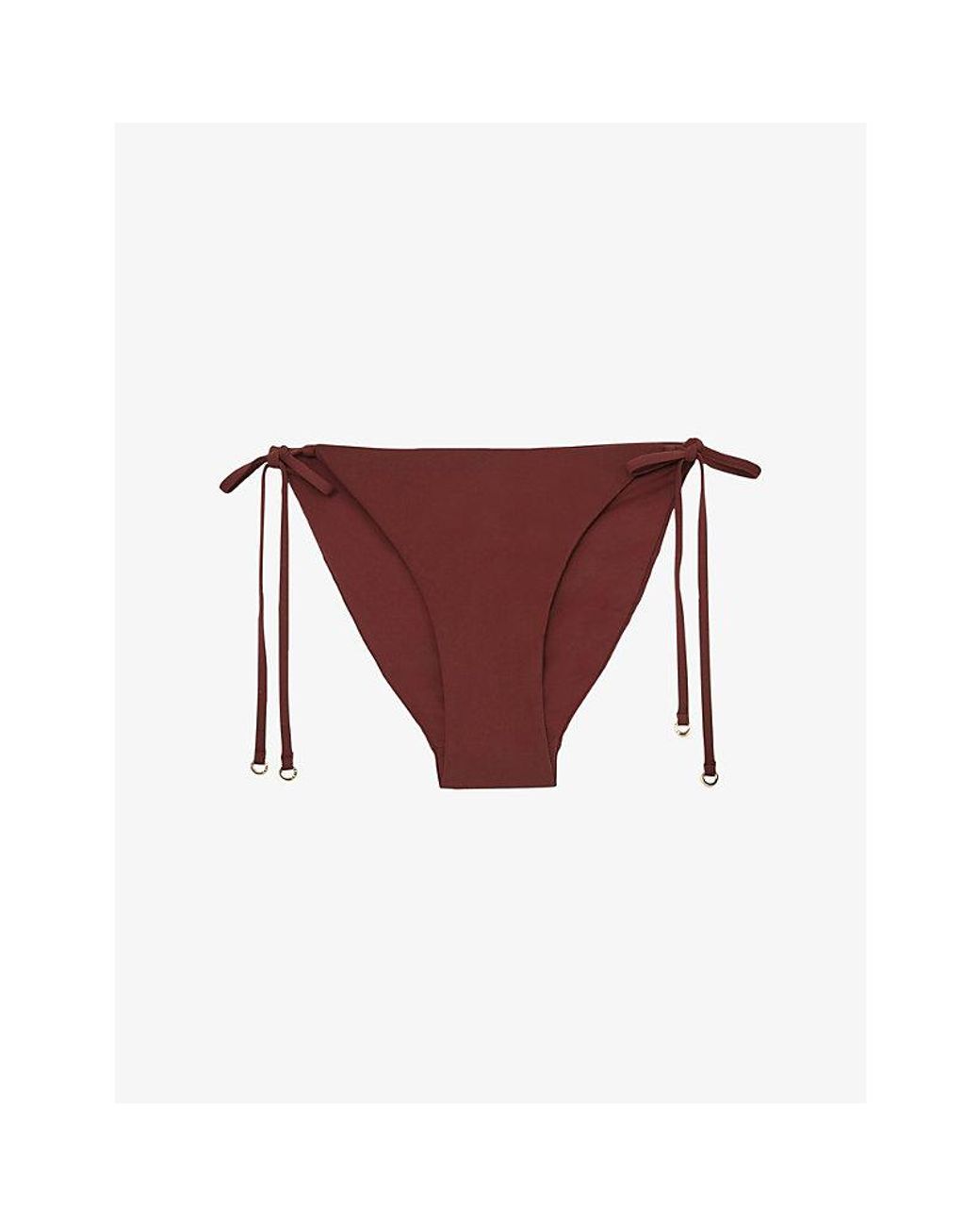 Reiss Purple Ruby Side-Tie Stretch-Woven Bikini Bottoms
