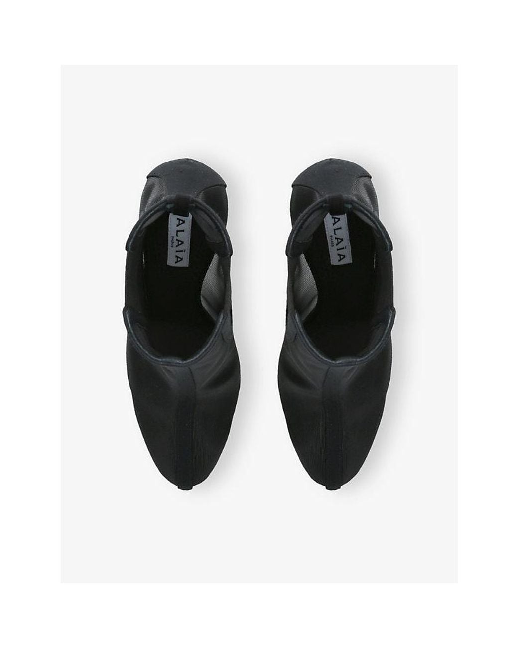 Alaïa Black Semi-Sheer Mesh Heeled Ankle Boots