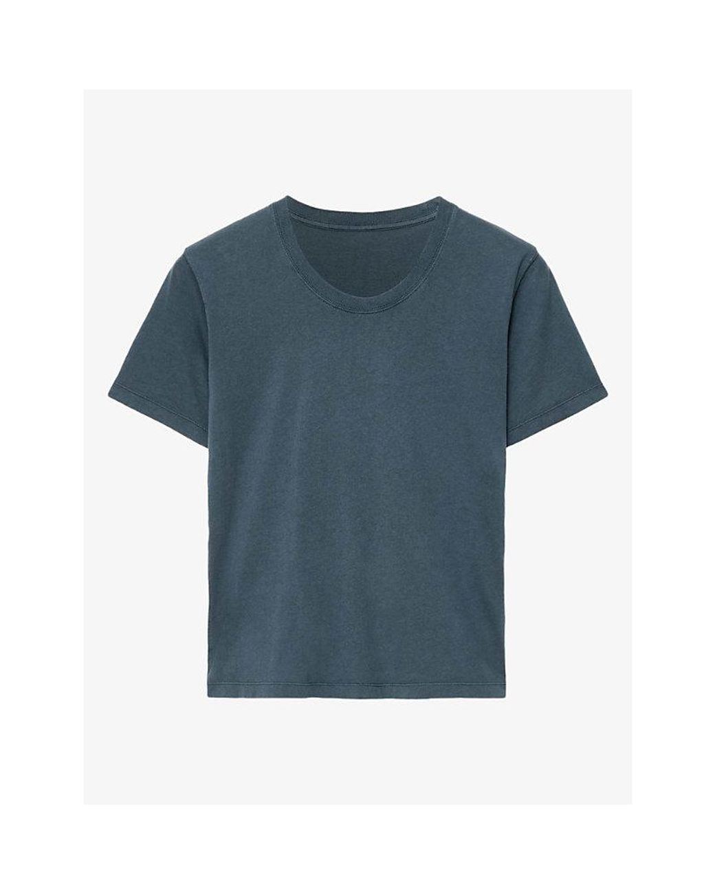 AllSaints Blue Hela Short-Sleeve Cotton T-Shirt