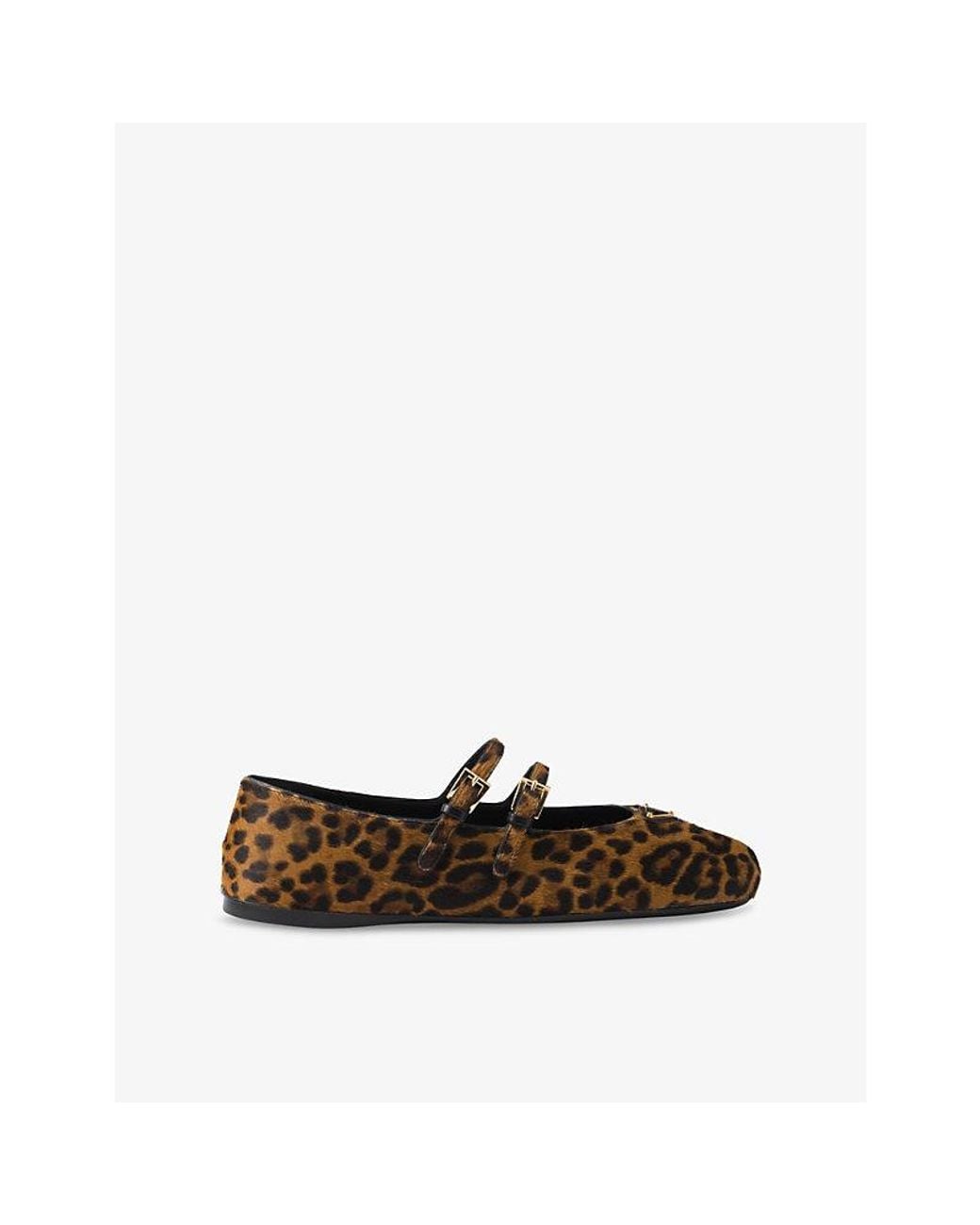 Prada Brown Leopard Leather Ballerina Flats