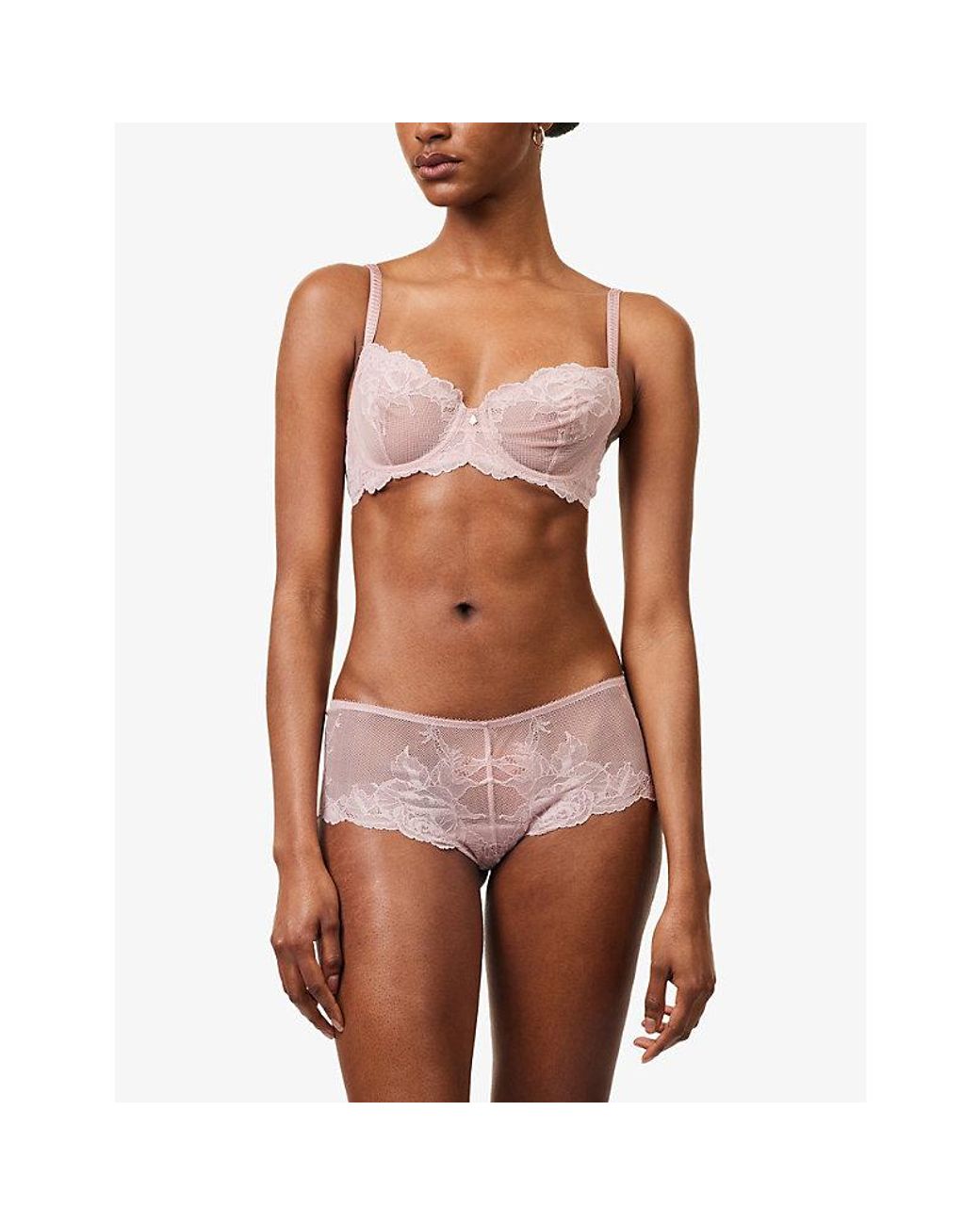 Wacoal Pink Vivid Attraction Lace And Mesh Tanga Briefs