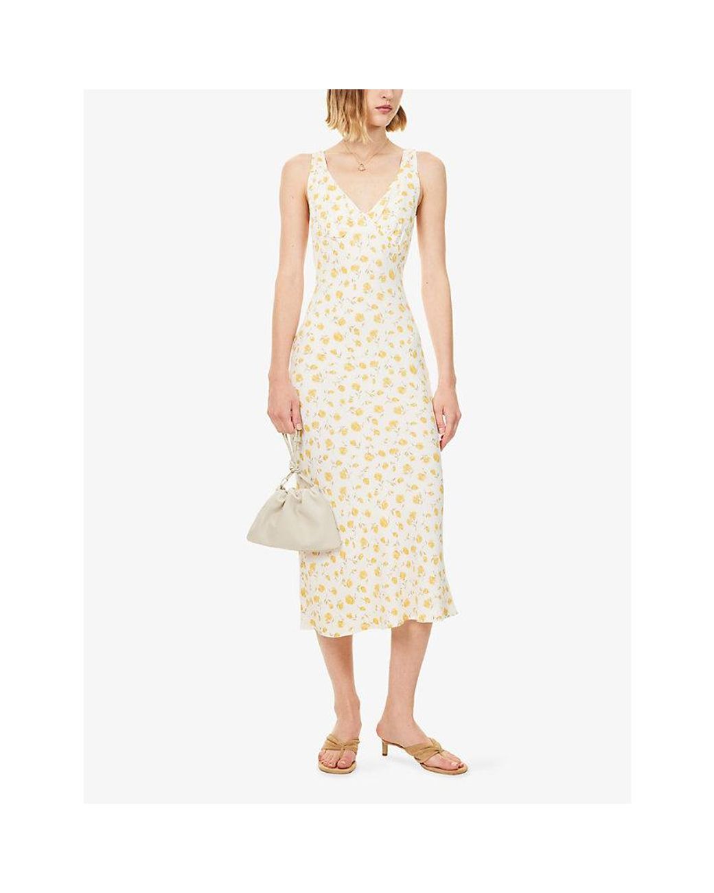 Reformation Metallic Beauden Floral-Print Crepe Midi Dress