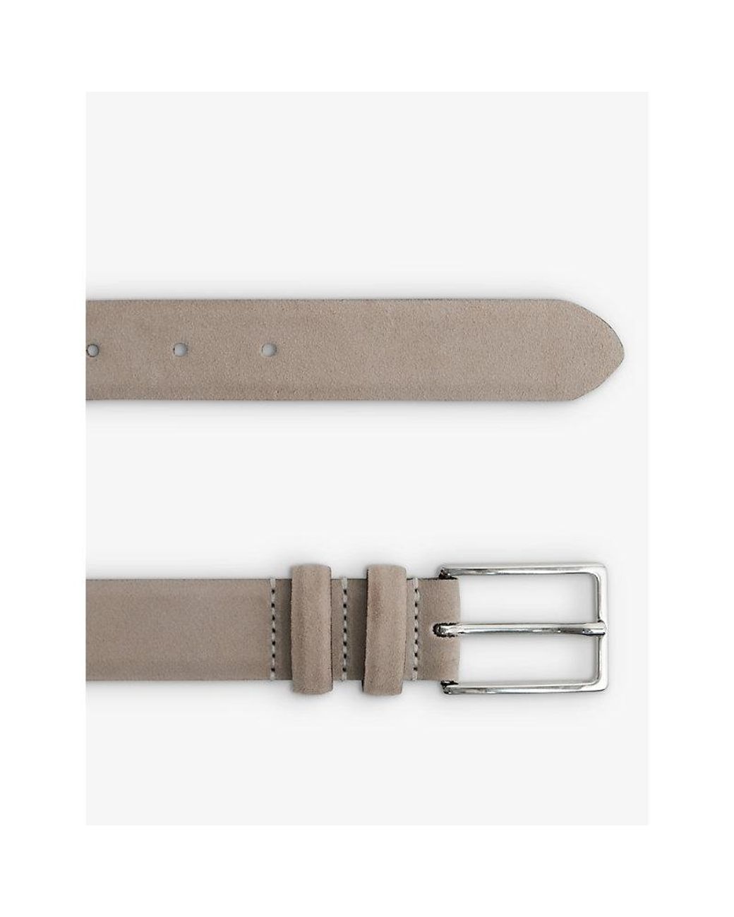 Reiss Gray Dante Adjustable-Buckle Suede-Leather Belt for men