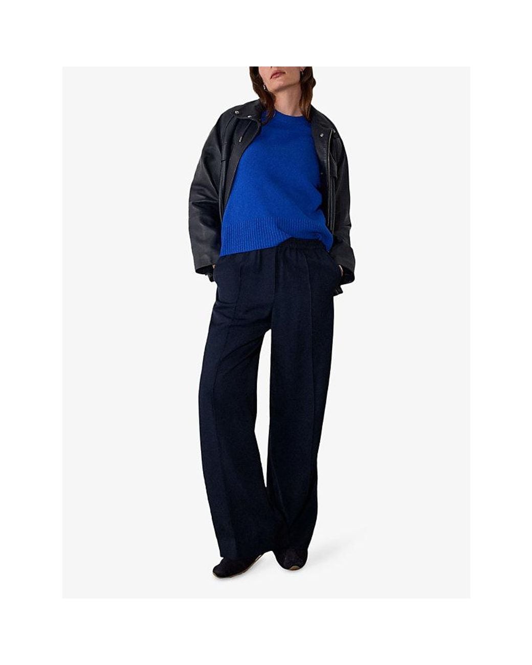 Whistles Blue Regular-Fit Wool Knit T-Shirt