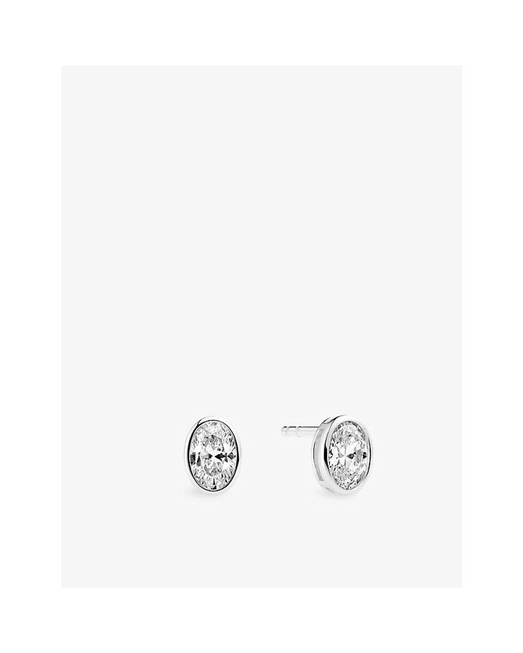 Sif Jakobs White Sardinien Ovale Rhodium-Plated Sterling And Cubic Zirconia Stud Earrings
