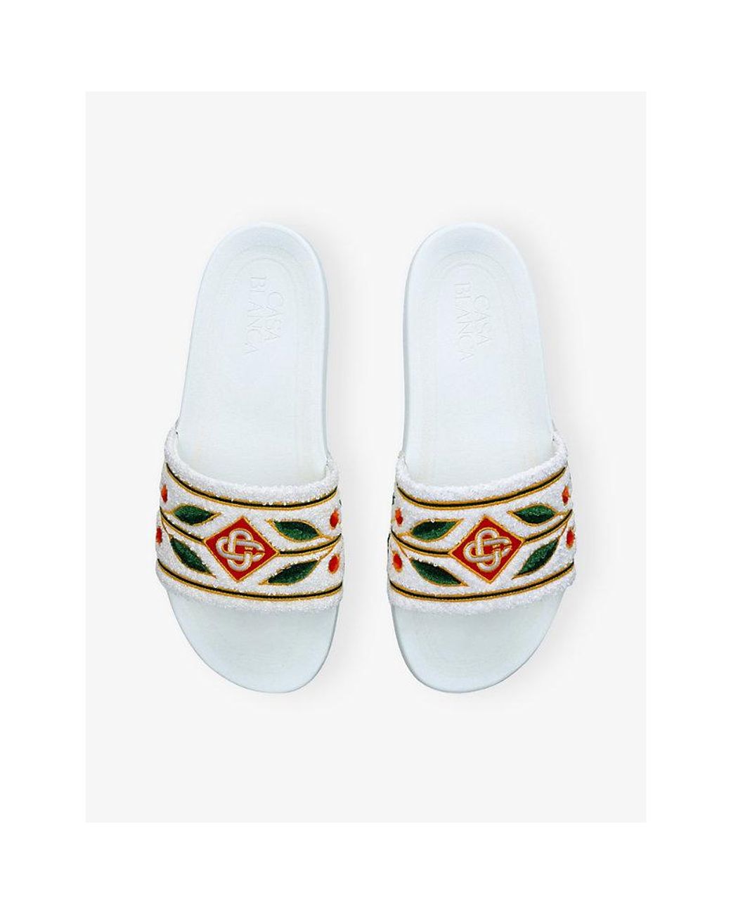 Casablanca White Embroidered Terry And Rubber Pool Sliders for men