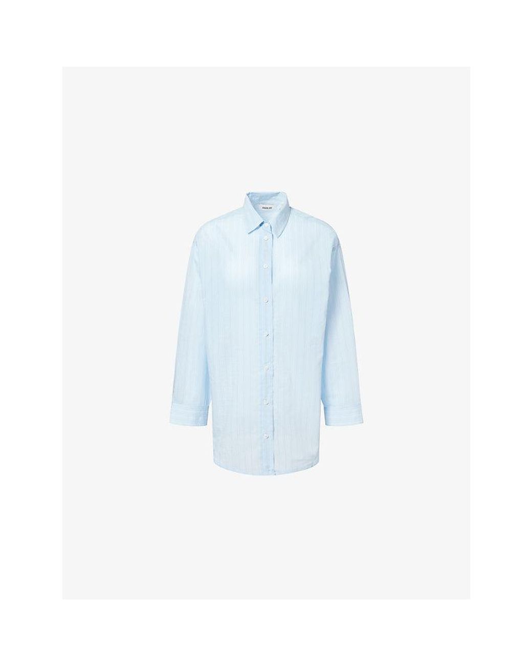 Agolde Blue Sona Pinstripe Cotton-Blend Shirt