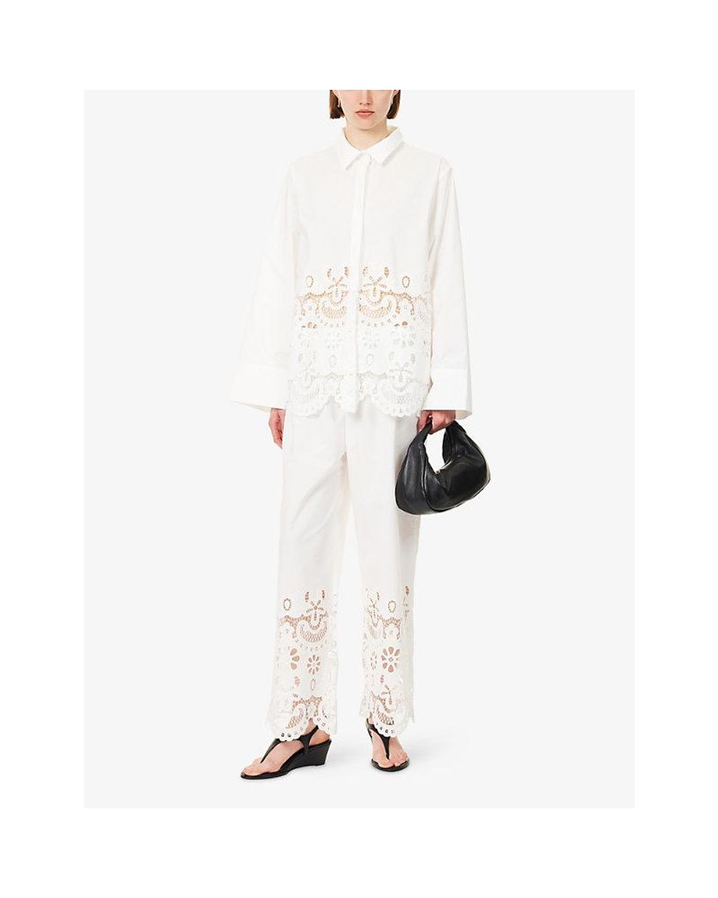 Stylein White Juretto Embroidered Cotton-Blend Shirt