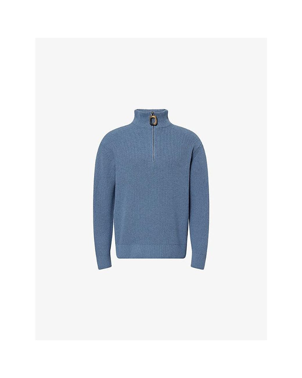 J.W. Anderson Blue Half-Zip Wool-Blend Knitted Jumper for men