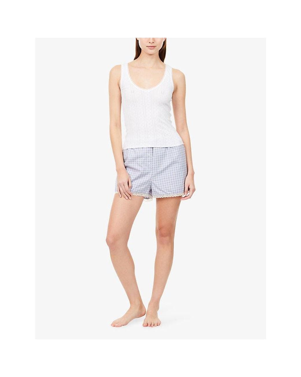 Cou Cou Intimates White The Scoop-Neck Pointelle-Knit Cotton Tank Top