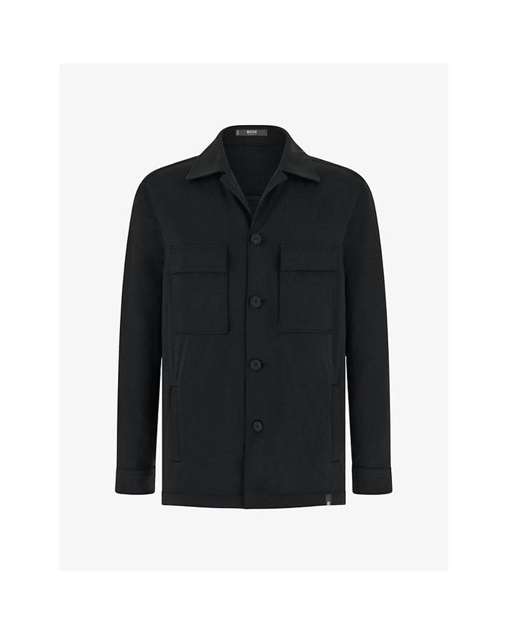 Boggi Black Collared Zip-Up Stretch-Cotton Jacket for men