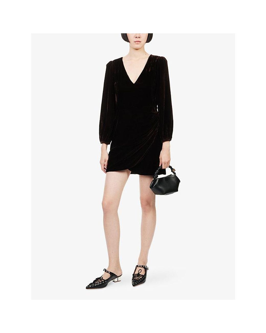 PAIGE Lawry Wrap-Front Woven Mini Dress in Black | Lyst