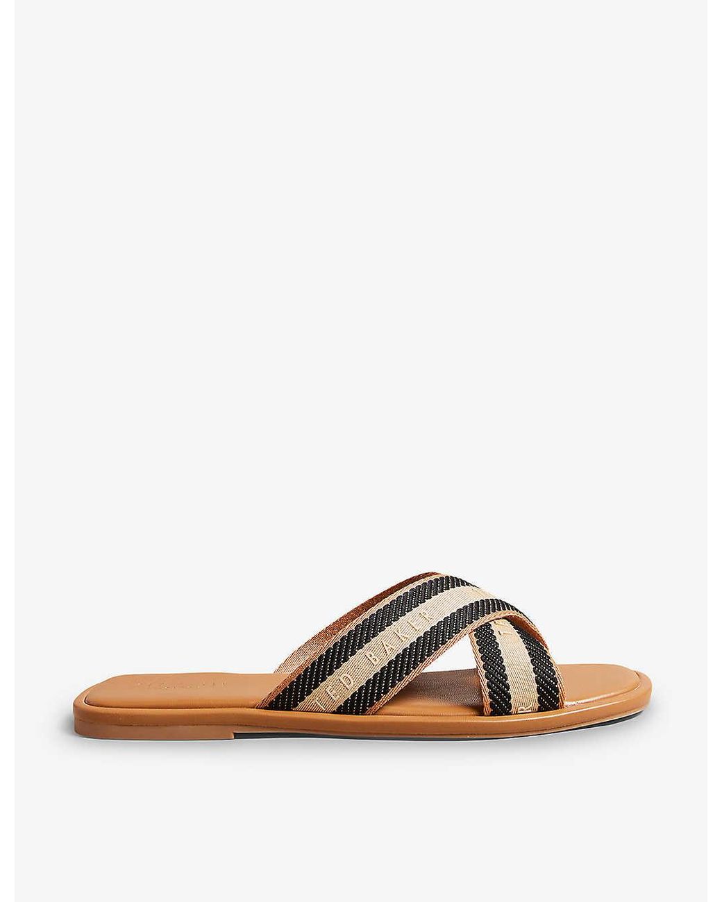 Ted Baker Ashika Logo-print Cross-strap Woven Sandals in Brown | Lyst