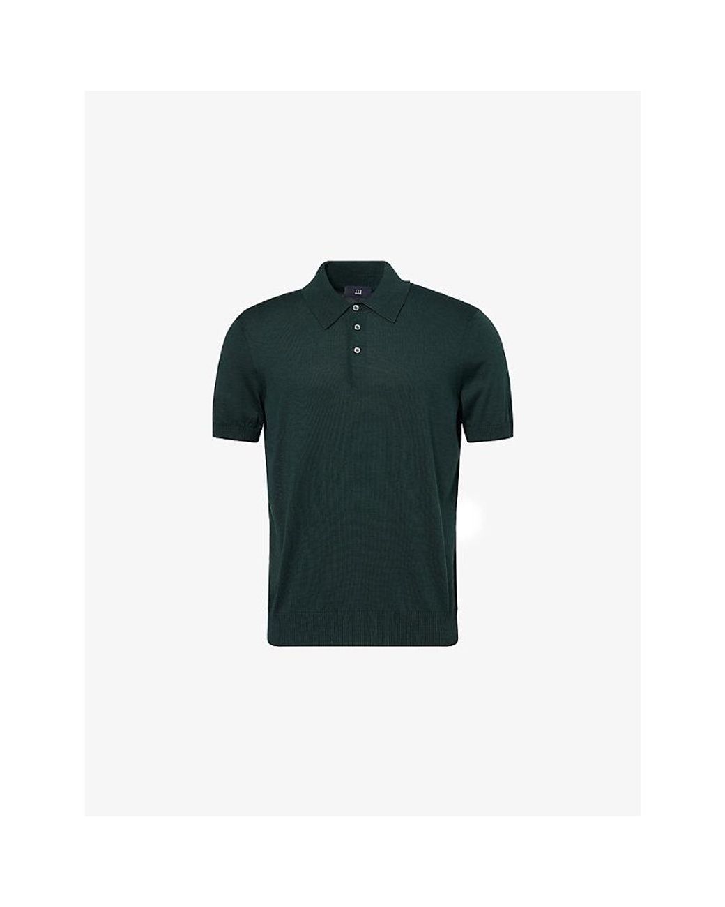 Dunhill Green Short-Sleeves Regular-Fit Cotton And Silk Polo Shirt for men
