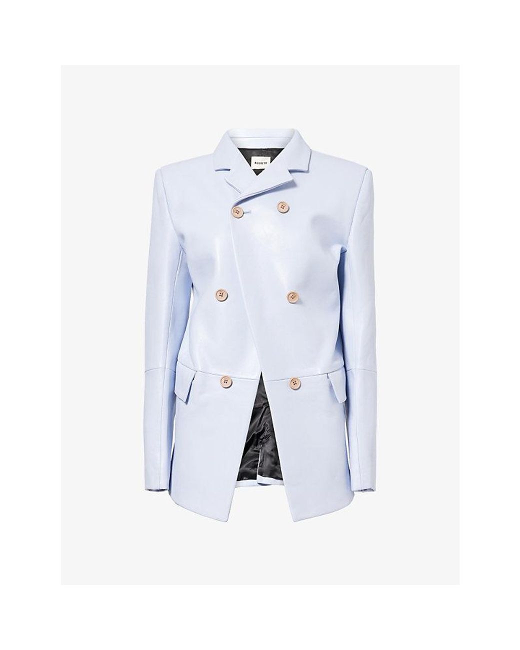 Khaite Blue Rolo Double-Breasted Leather Jacket