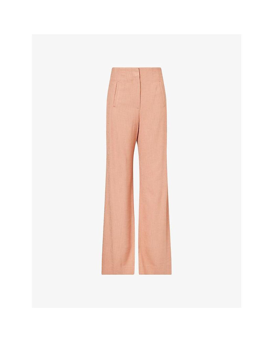 Veronica Beard Pink Jude Wide-Leg Woven Trousers