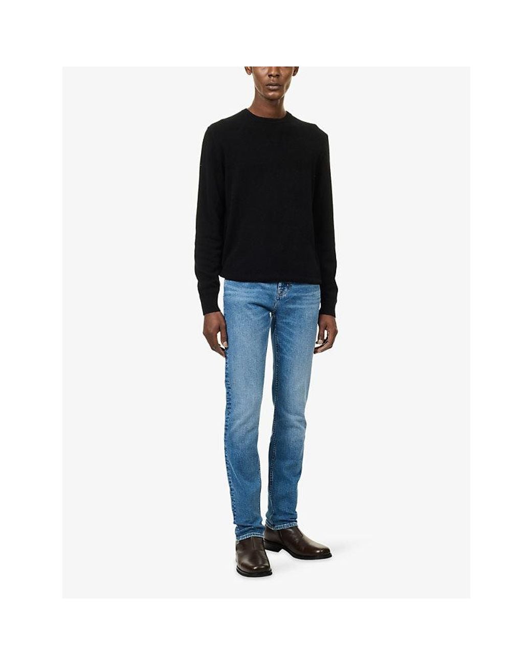 7 For All Mankind Blue Crewneck Cashmere Jumper for men