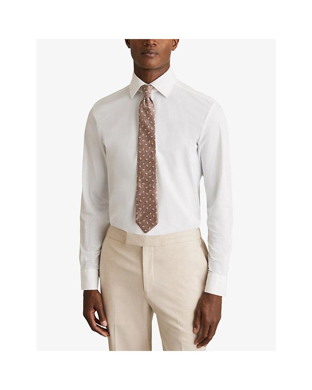 Reiss White Voyager Long-Sleeved Stretch-Woven Shirt for men