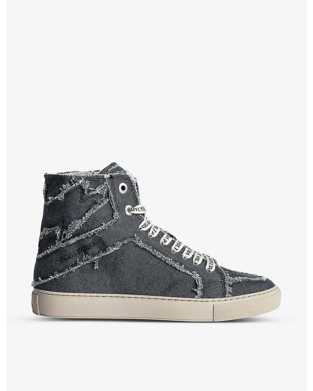 Zadig & Voltaire Flash Zv1747 Raw-edge Canvas High-top Trainers in Blue ...