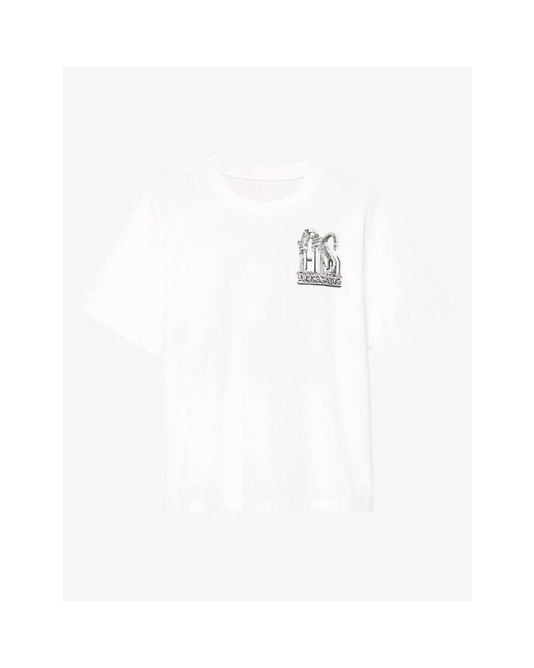 AllSaints White Shrines Graphic-Print Short-Sleeve Cotton T-Shirt for men