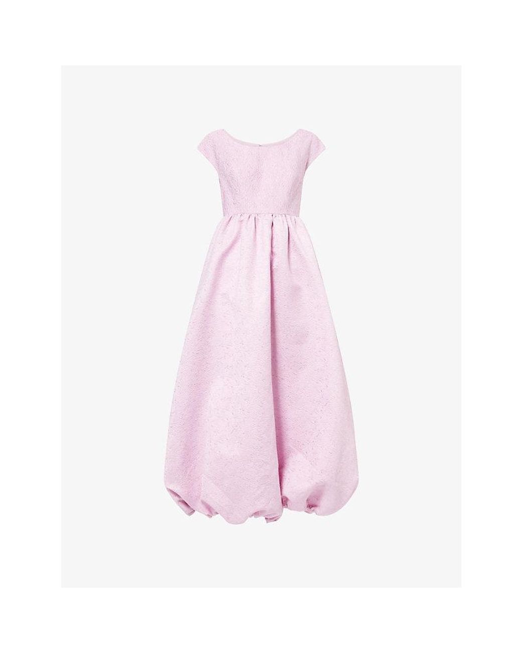 Huishan Zhang Pink Lula Puffball-Hem Woven Midi Dress