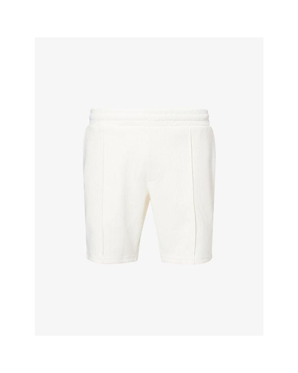 Arne White Pleated Straight-Leg Woven Shorts for men