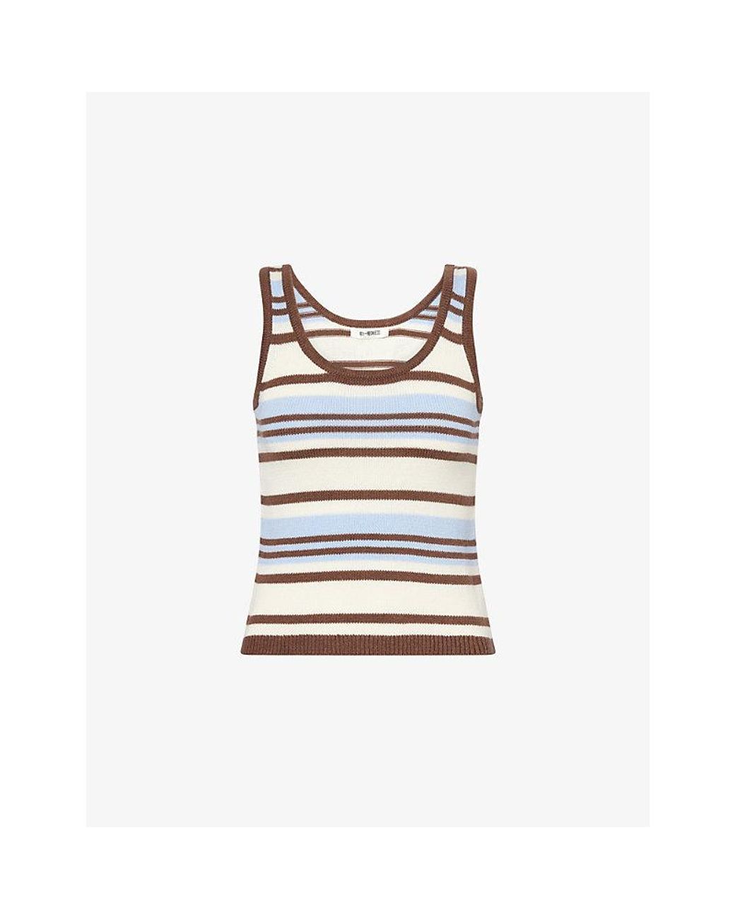 4th & Reckless Blue Amara Striped Cotton-Blend Top