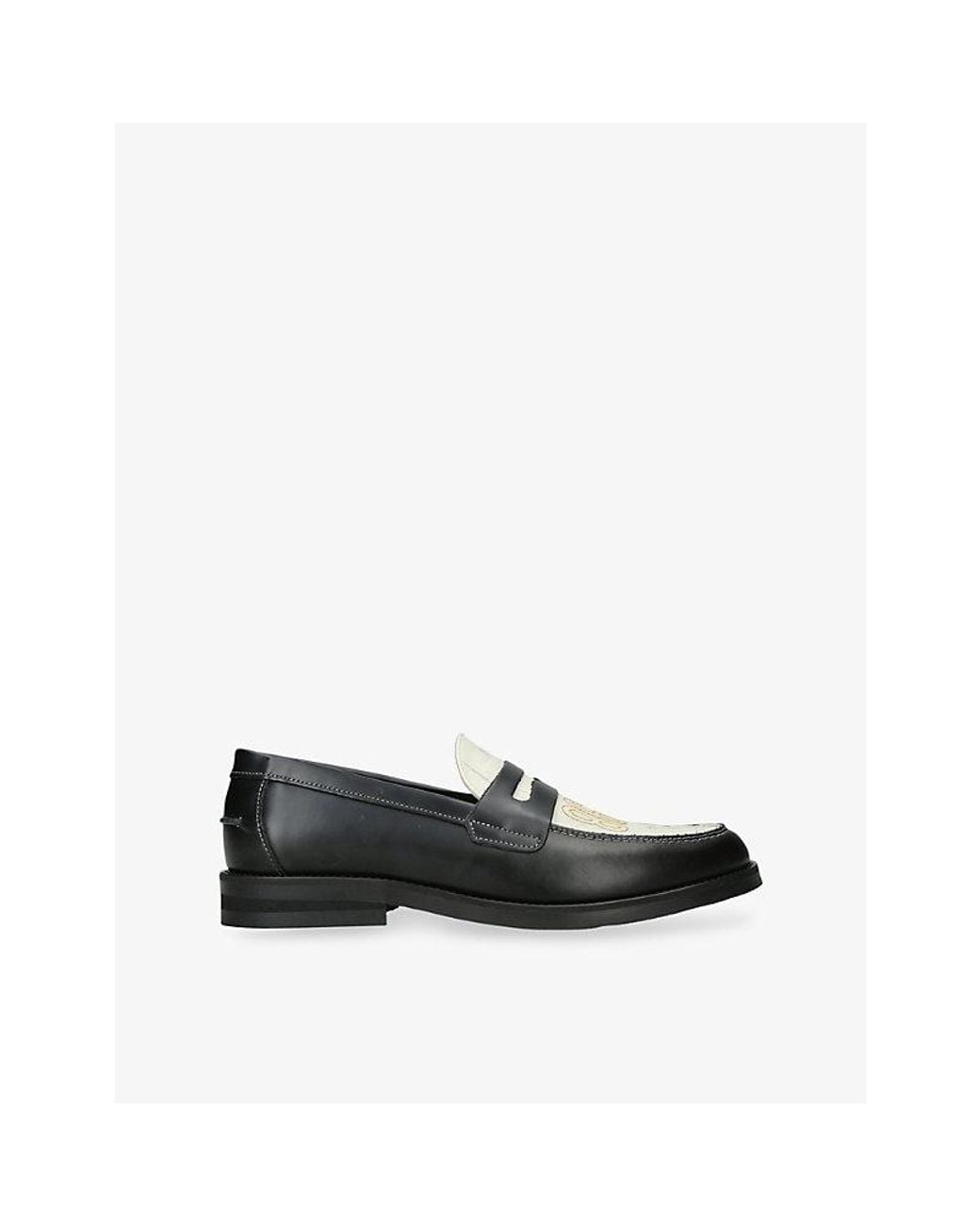 Duke & Dexter Black Wilde Chateau Leather Penny Loafers for men