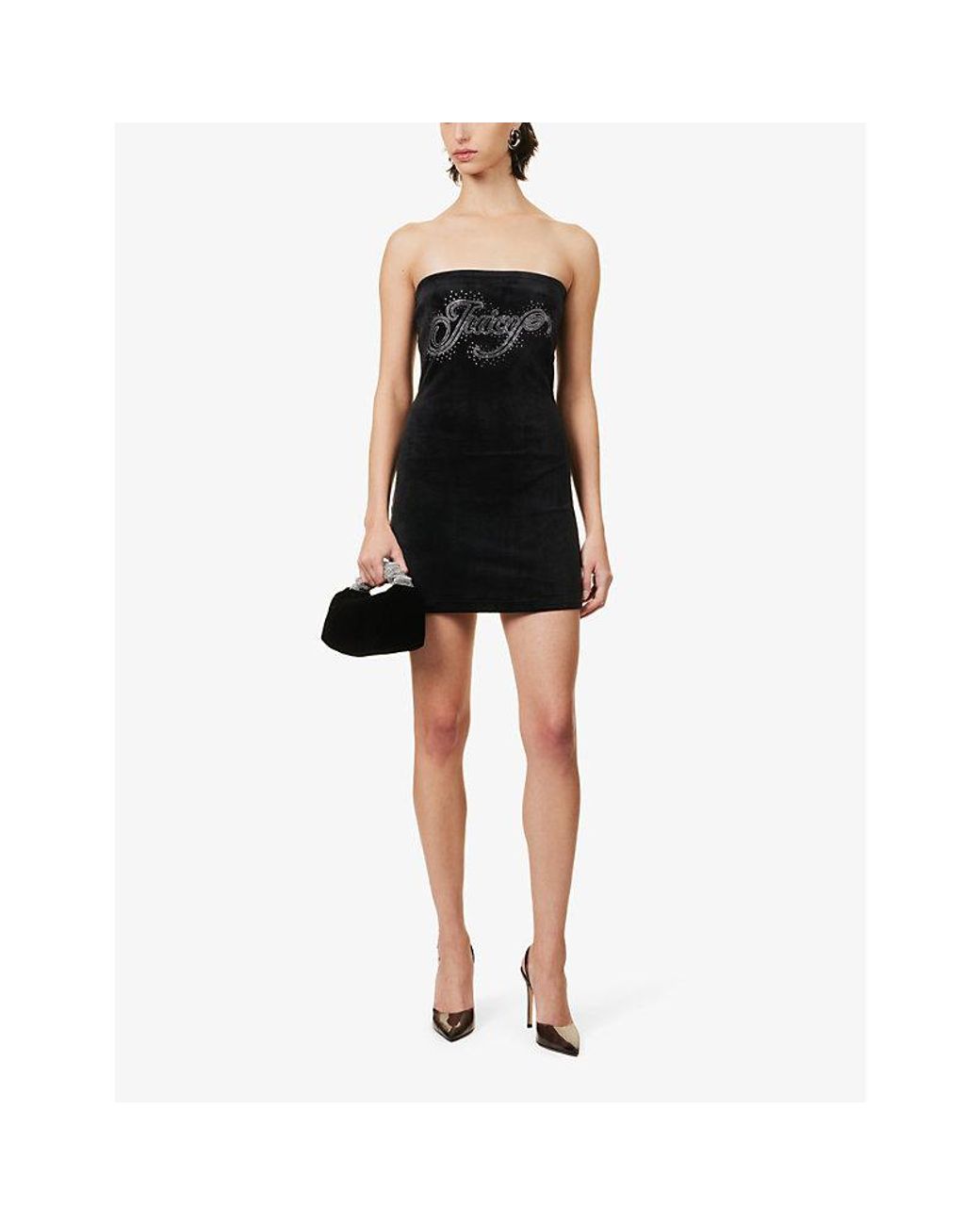 Juicy Couture Anderson Rhinestone embellished Velour Mini Dress X in Black Lyst UK