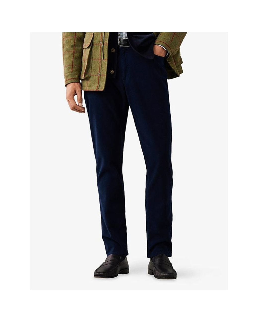 Hackett Blue Trinity Regular-Fit Stretch-Cotton Trousers for men