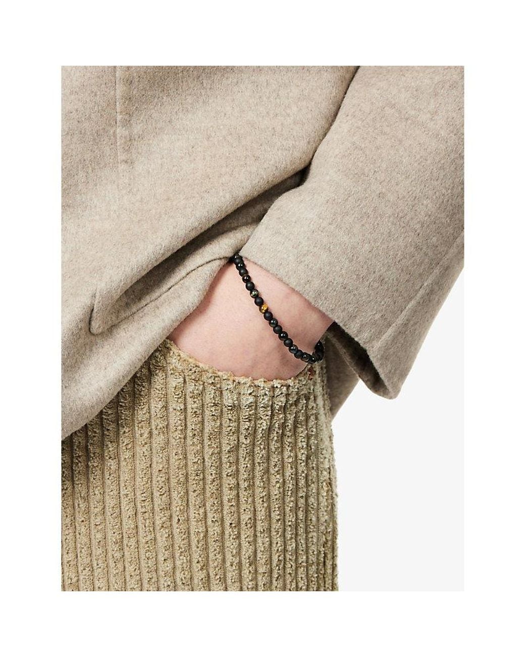Thomas Sabo White Talisman Sterling- Obsidian, And Tiger-Eye Beaded Bracelet for men