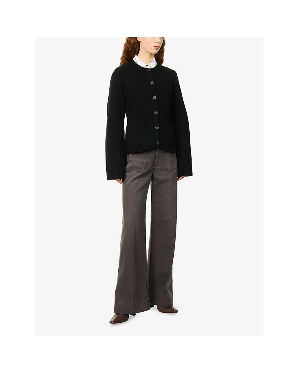 Jenni Kayne Black Cooper Crew-Neck Wool And Cashmere Cardigan