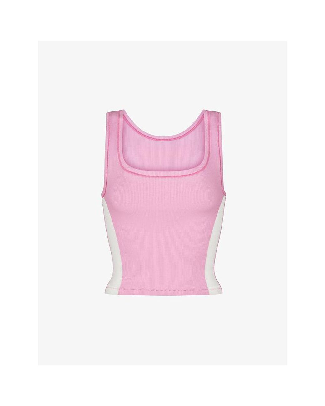 Skims Ribbed Stretch-cotton Tank Top Pack Of Three in Pink