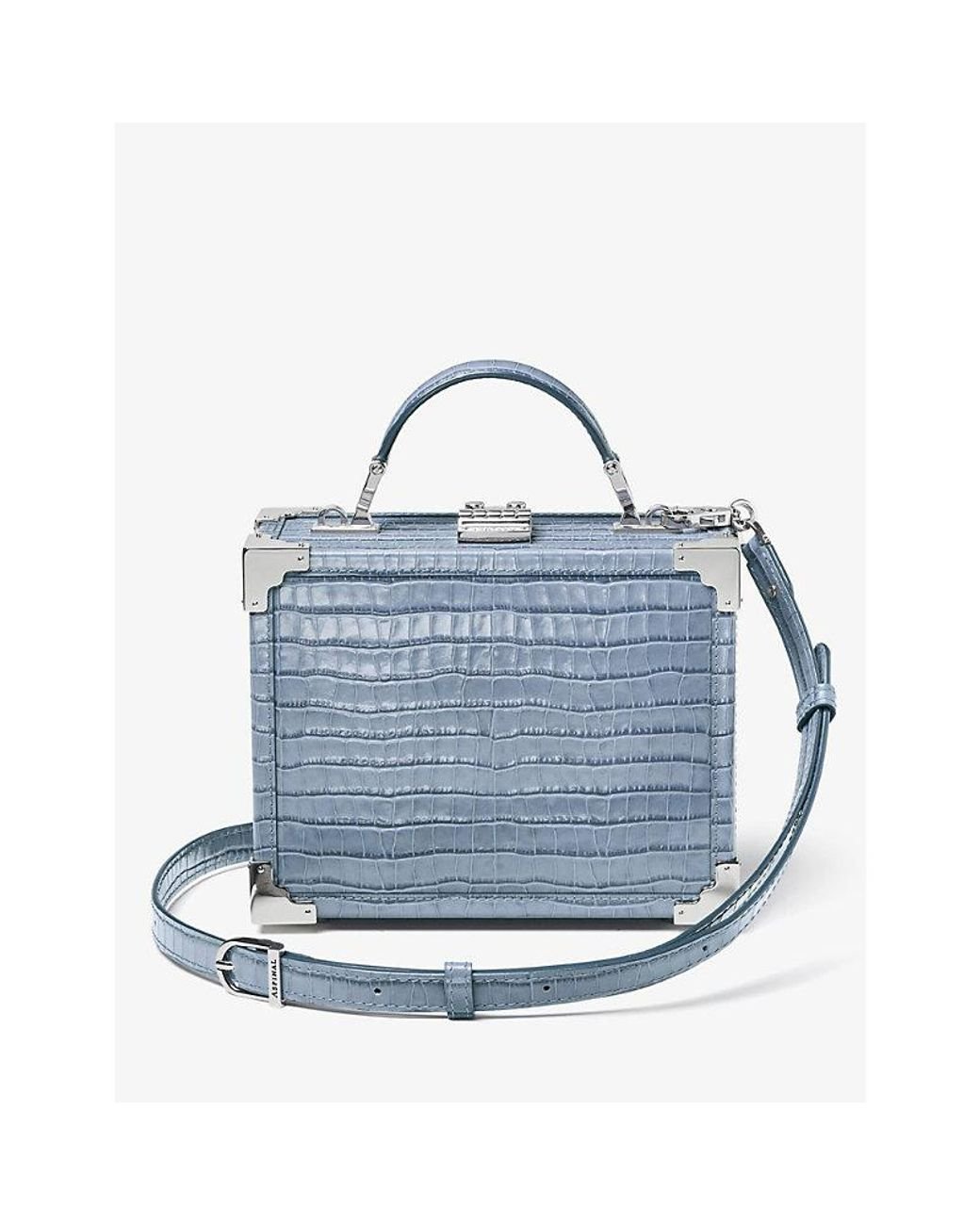Aspinal of London Trunk Crocembossed Clutch Bag in Blue Lyst