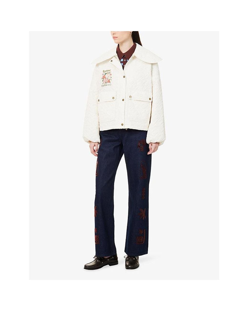 Barbour White X Farm Rio Lotus Quilted Jacket