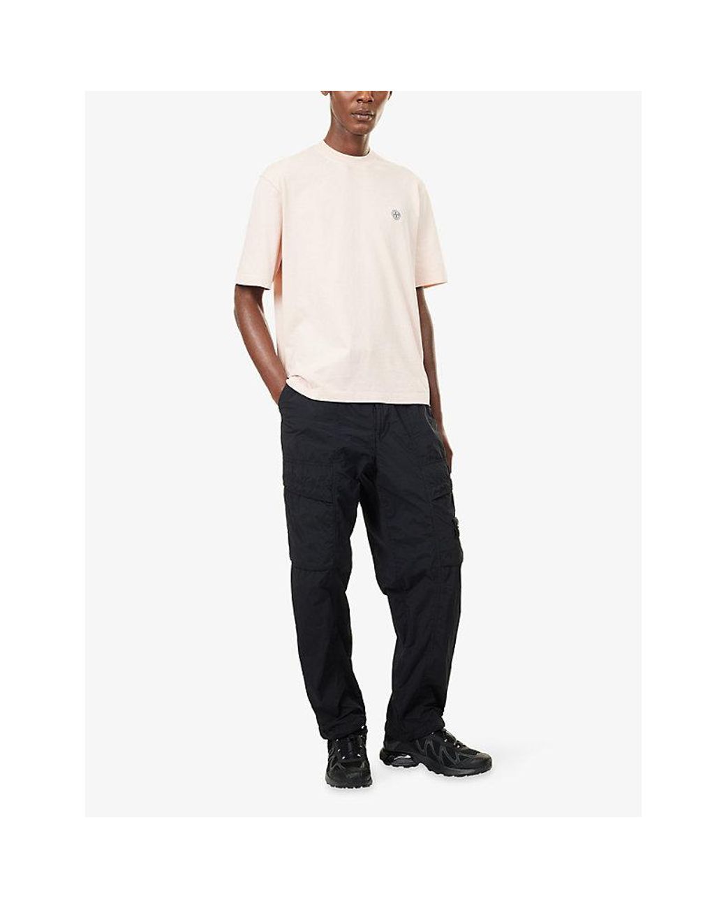 Stone Island Blue Ghost-Badge Nylon Cargo Trousers for men