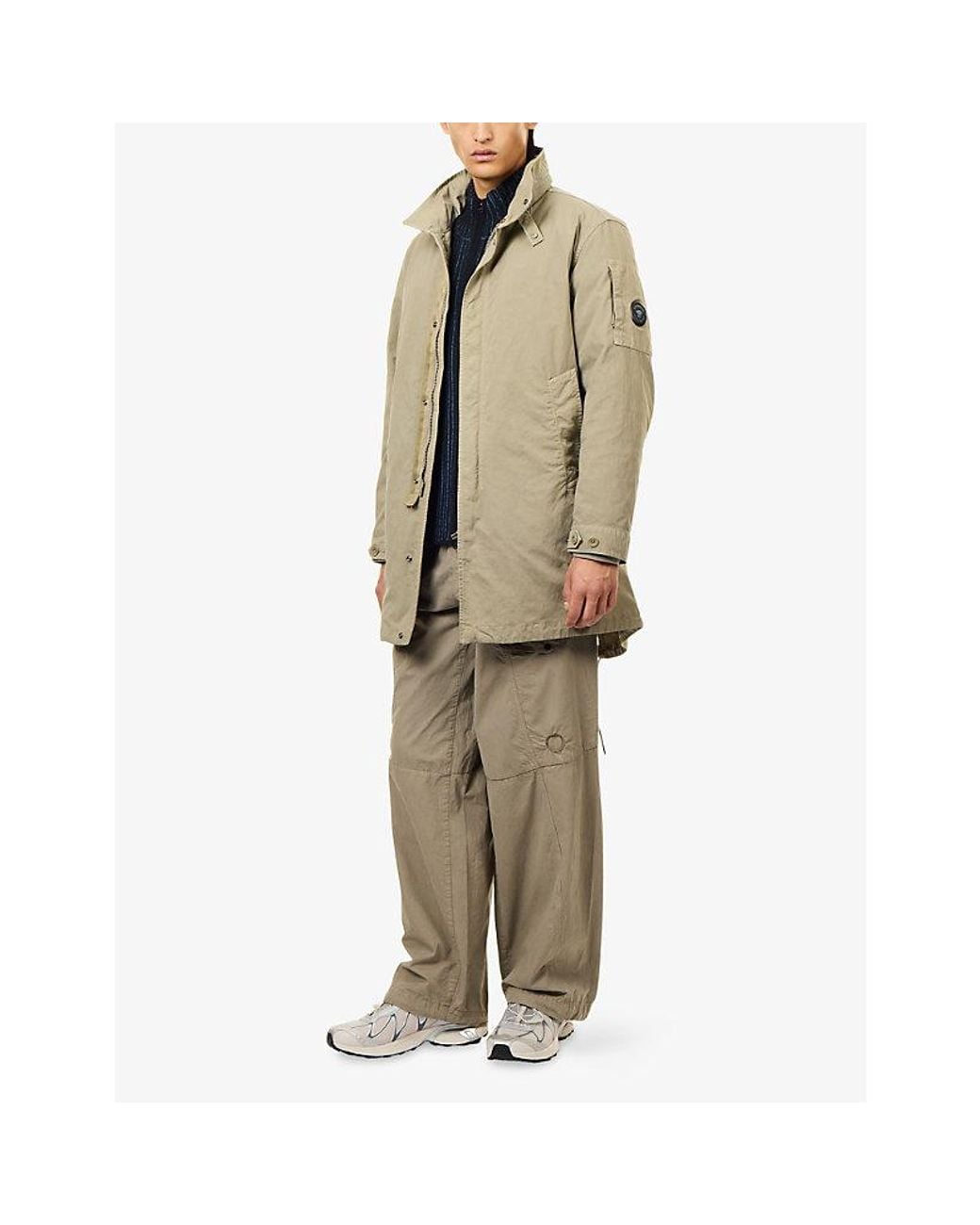 C P Company Natural Hooded Fishtail Twill Parka Jacket for men