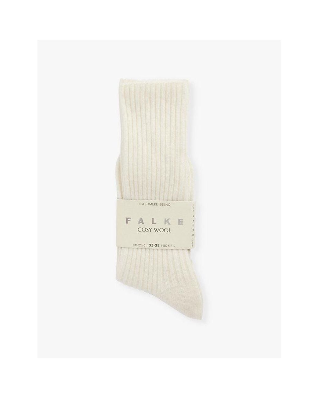 Falke White Cosy Wool Ribbed Knit Socks