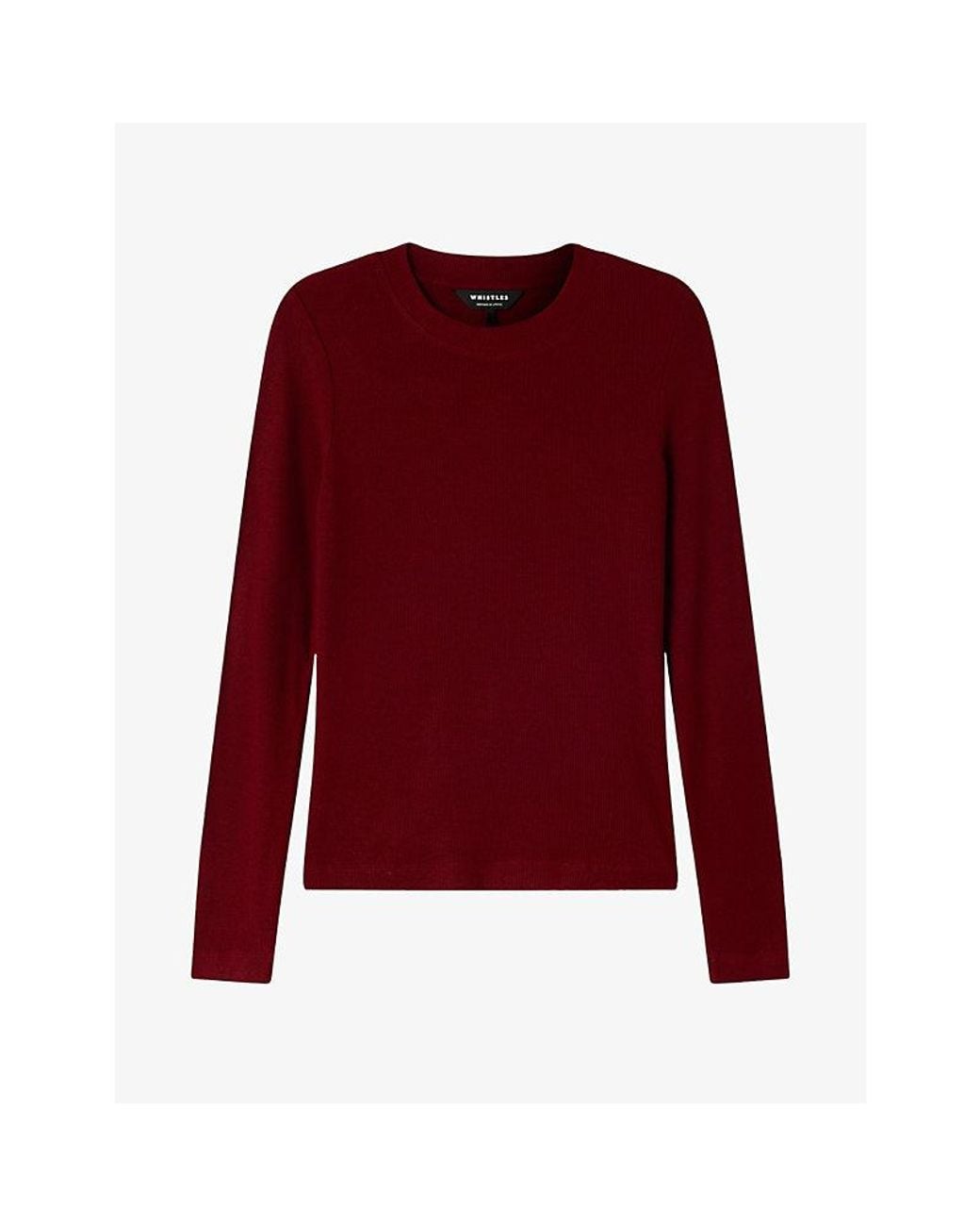 Whistles Red Essential Ribbed Crewneck Stretch-Jersey Top