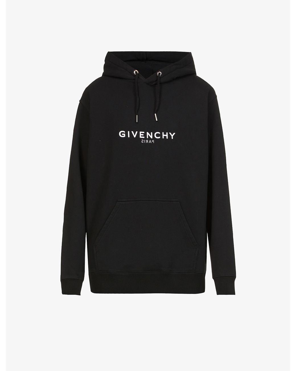 Givenchy Reverse Logo-printed Cotton-fleece Hoody in Black for