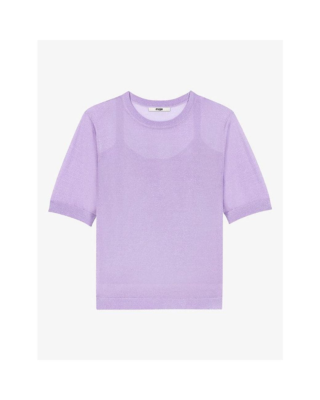 Maje Purple Two-In-One Short-Sleeve Knitted Jumper