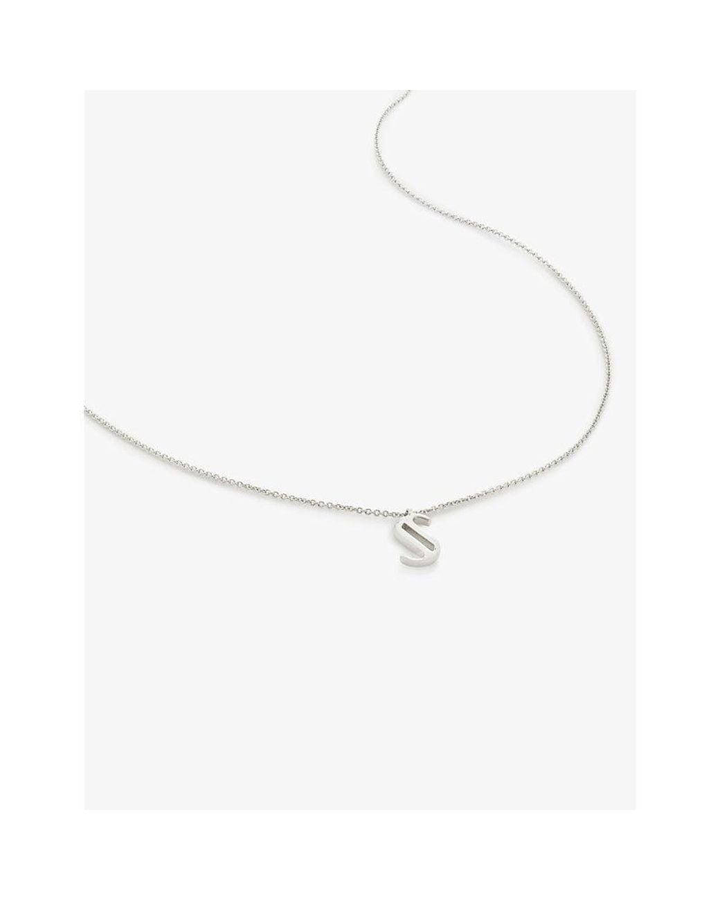 Monica Vinader White S Letter-Charm Sterling- Pendant Necklace