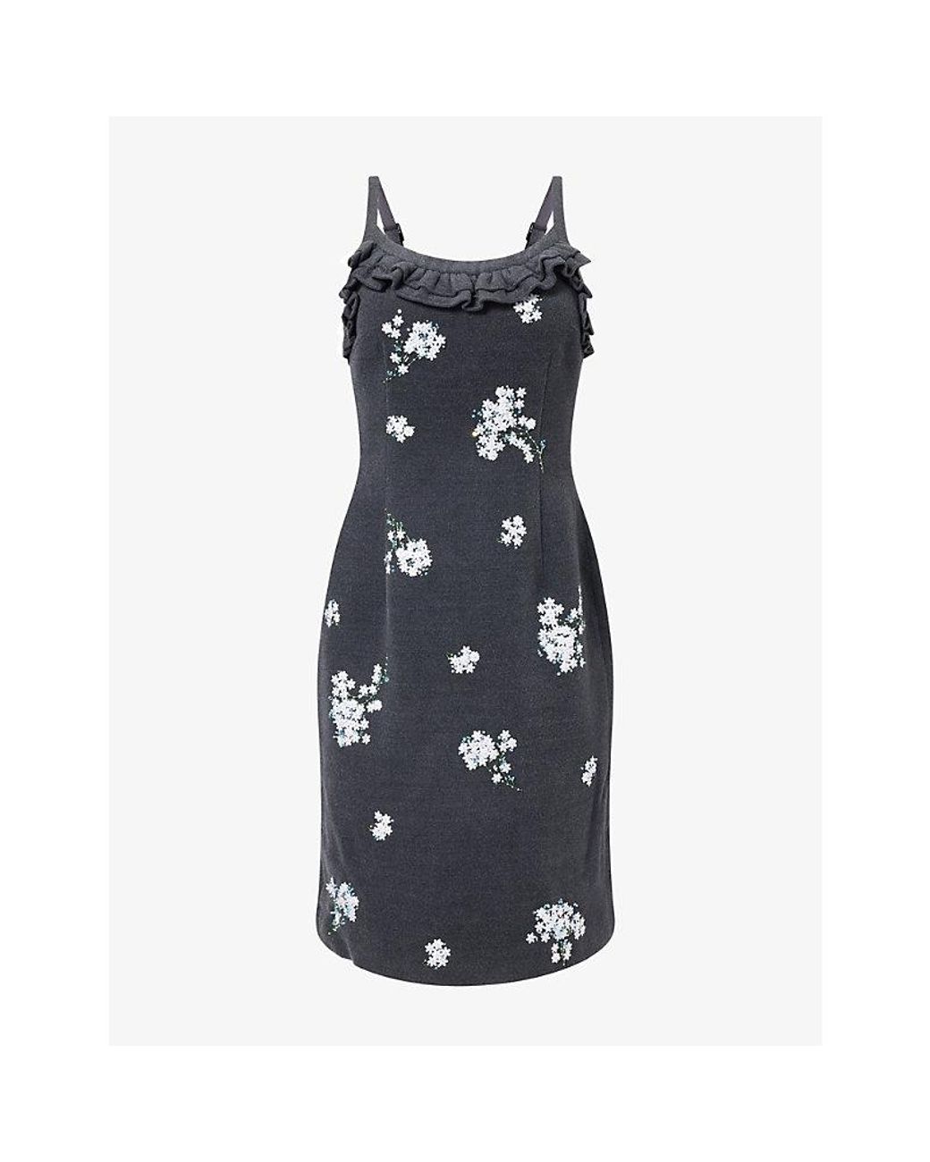ShuShu/Tong Blue Sequin-Embellished Cami-Strap Wool-Blend Midi Dress