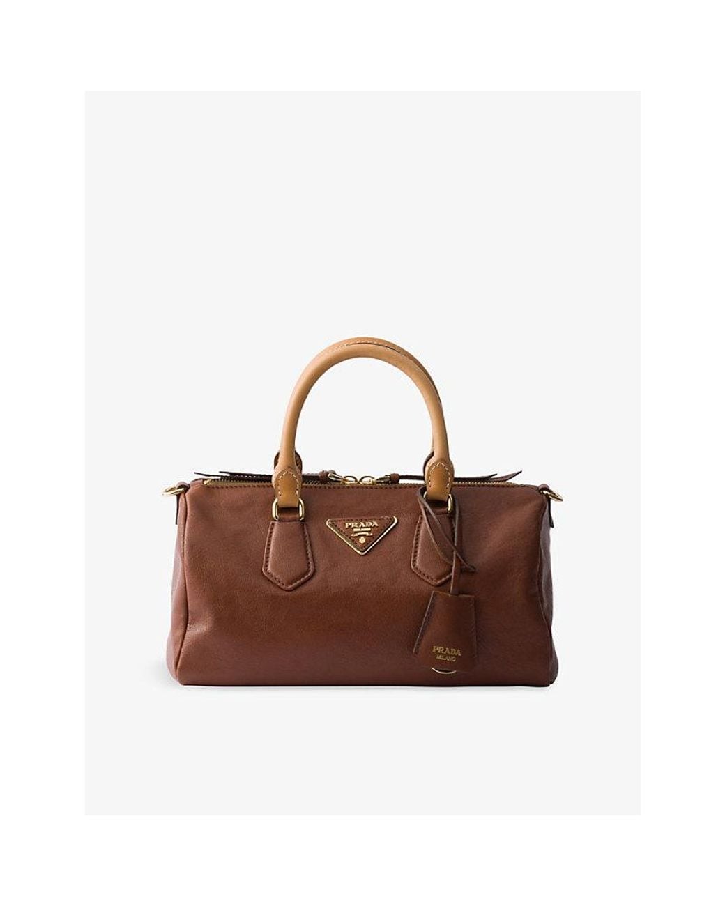 Prada Brown Small Leather Top Handle Bag