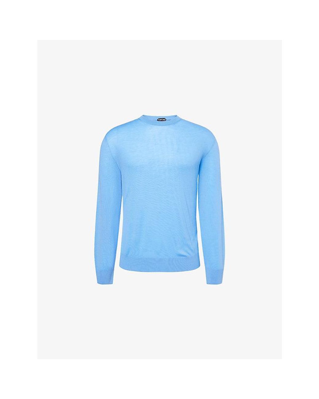 Tom Ford Blue Ultra-Fine Crew-Neck Wool Jumper for men