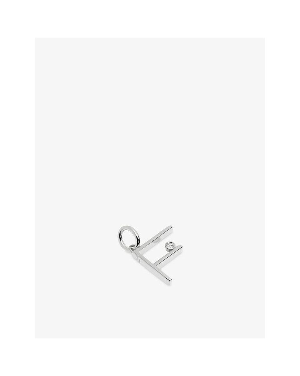 Monica Vinader White Initial F Solitaire Lab-Grown Diamond And Sterling Pendant Charm