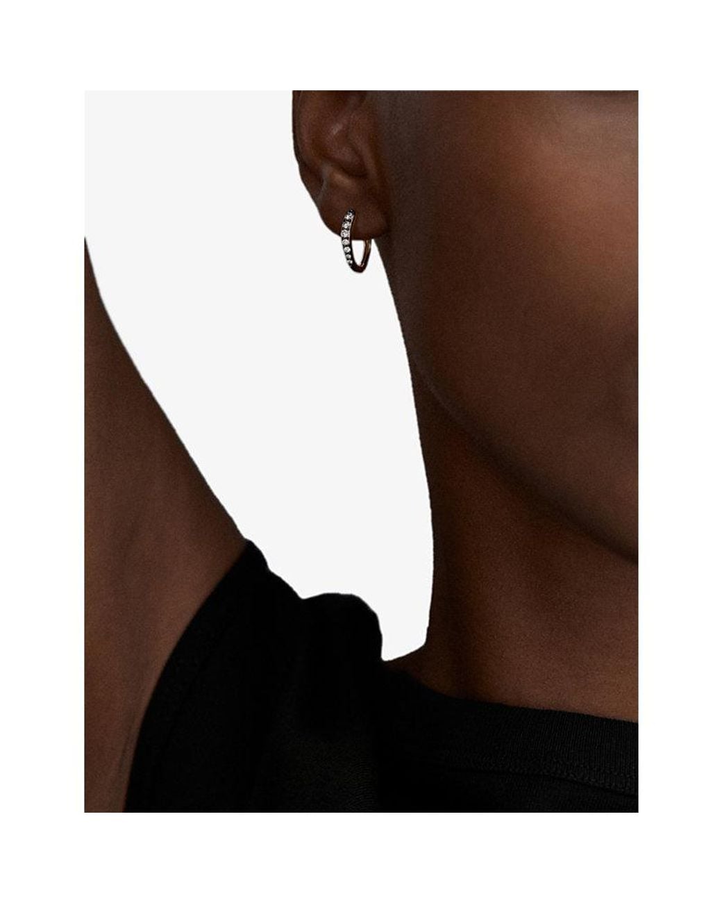 Monica Vinader Metallic Riva Pavé Diamond Blackened Small 18Ct Vermeil And 0.29Ct Lab Grown Diamond Hoop Earrings